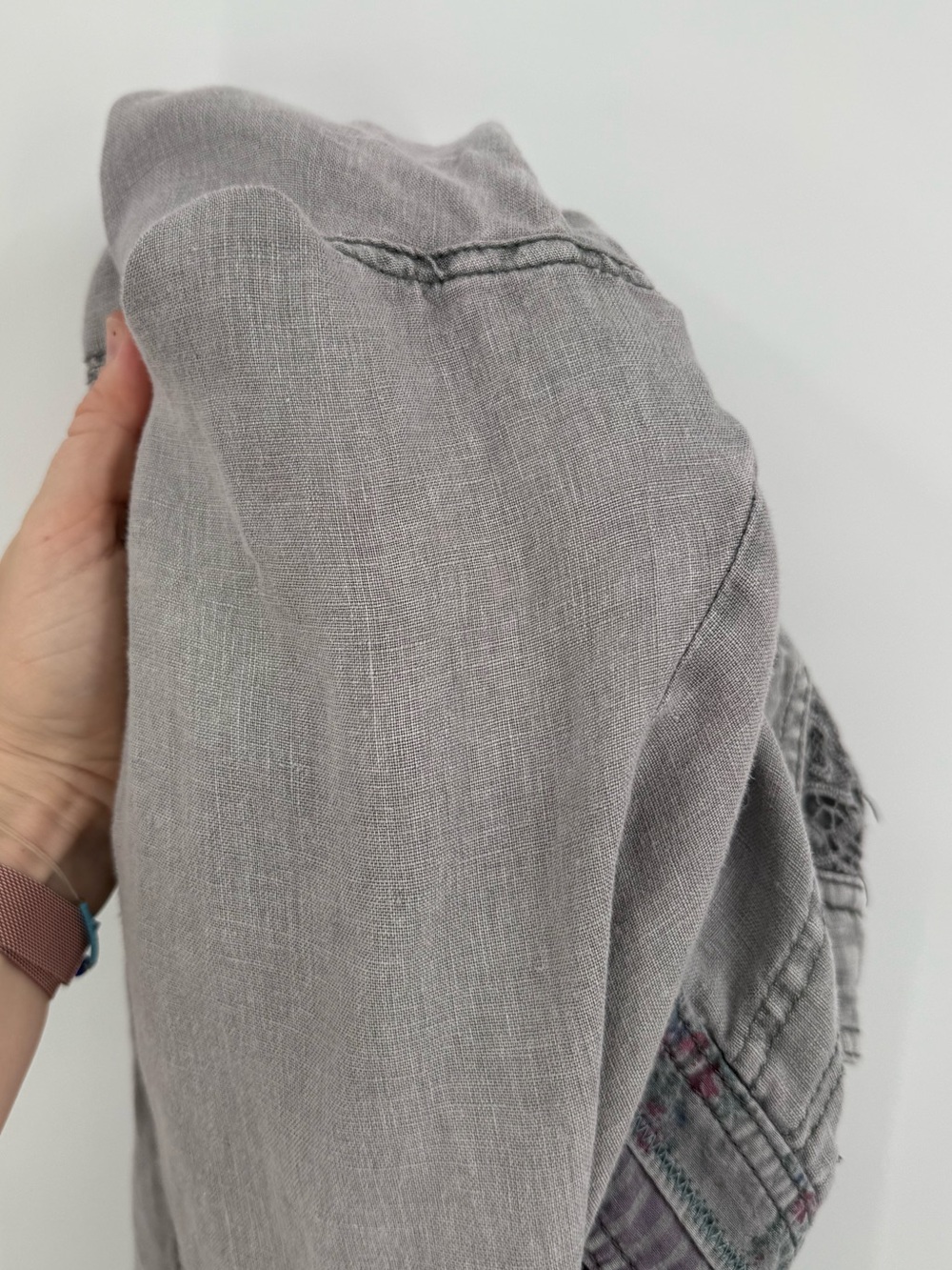 Anthropologie Hei Hei Linen Crochet Trim Cargo Pants | Grey | 28 - Picture 6 of 7
